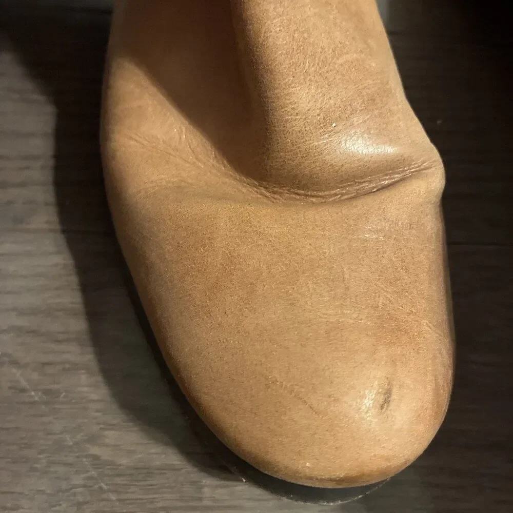 MICHAEL KORS FULTON HARNESS Camel Brown  GOLD MK LOGO LUGGAGE RIDING BOOTS 7.5